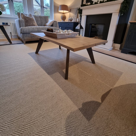 Cumbrian Herringbone Weave Wool Carpet in Blencathra, room view
