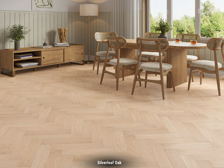 Woodland Oak Herringbone flooring in Silverleaf Oak, room view