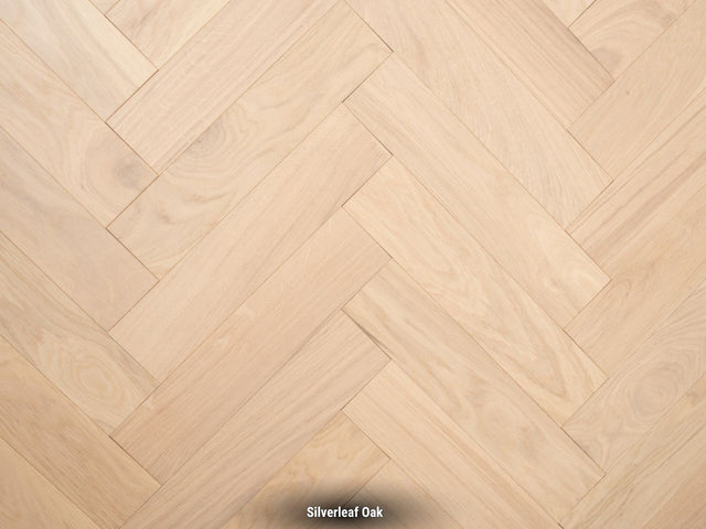 Woodland Oak Herringbone engineered oak flooring in Silverleaf Oak