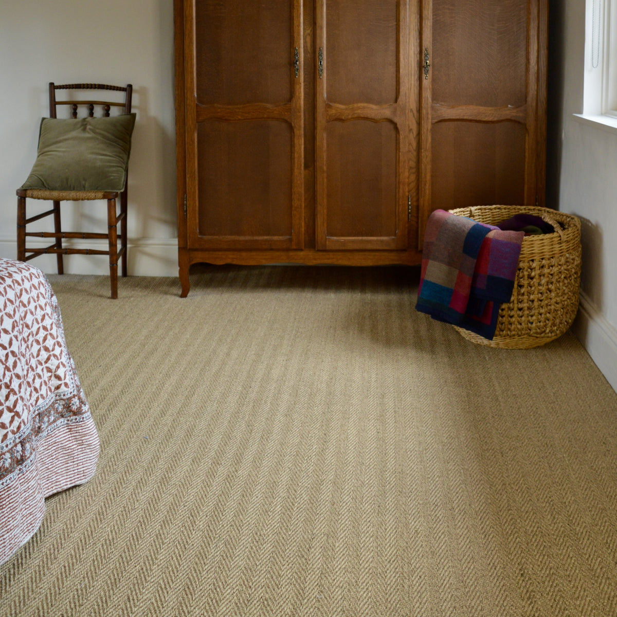 Sisal Herringbone Carpet in Ore, close-up