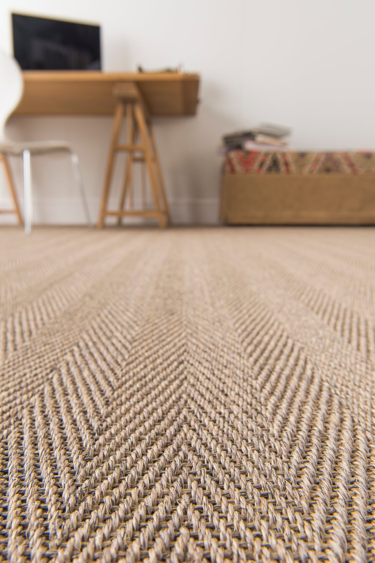 Sisal Herringbone Carpet in Mercury, home office