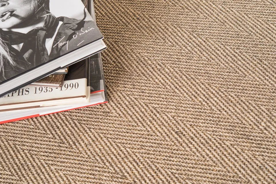 Sisal Herringbone Carpet in Mercury, fibre close-up